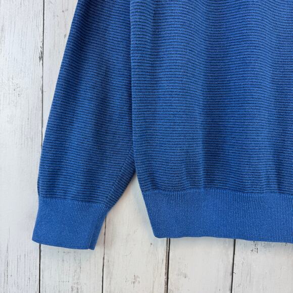 Vineyard Vines Navy Blue Stripe 100% Cotton Quarter-Zip Pullover Size Medium - Picture 3 of 13